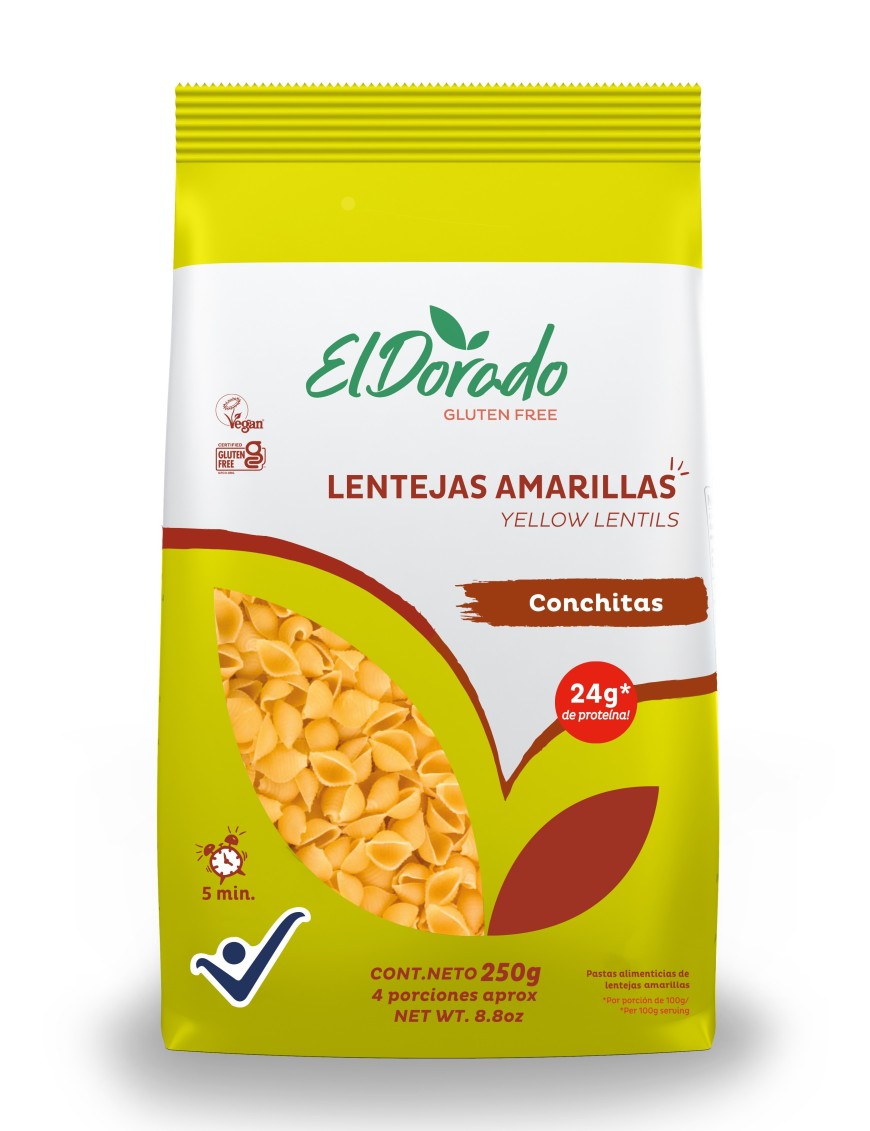 Pasta de lentejas amarillas conchitas 250 gramos El Dorado
