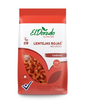 Pasta de lentejas rojas de coditos 250 gramos El Dorado
