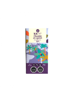 Barra de chocolate 56% cacao sin azucar 80 gramos Marca Kkoh