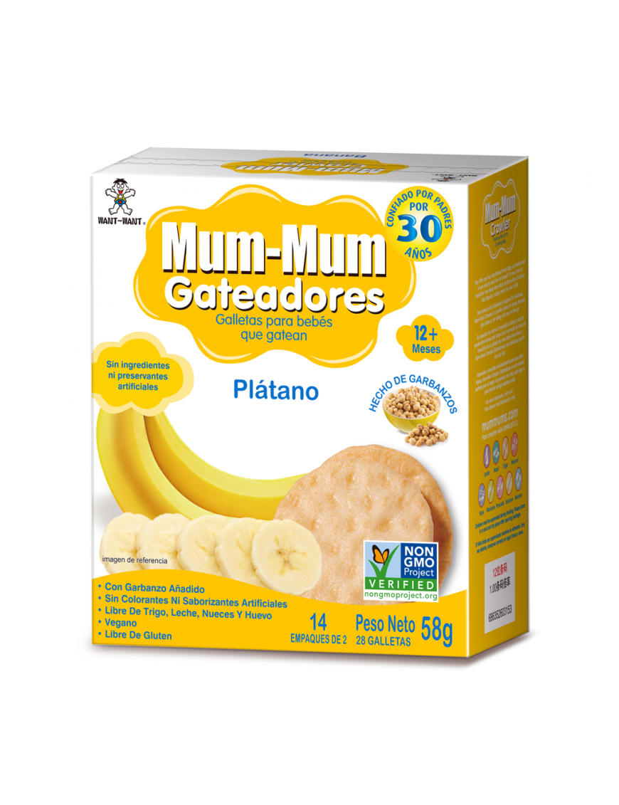 Galleta crawler de arroz sabor platano 58 gramos Marca Baby Mum-Mum
