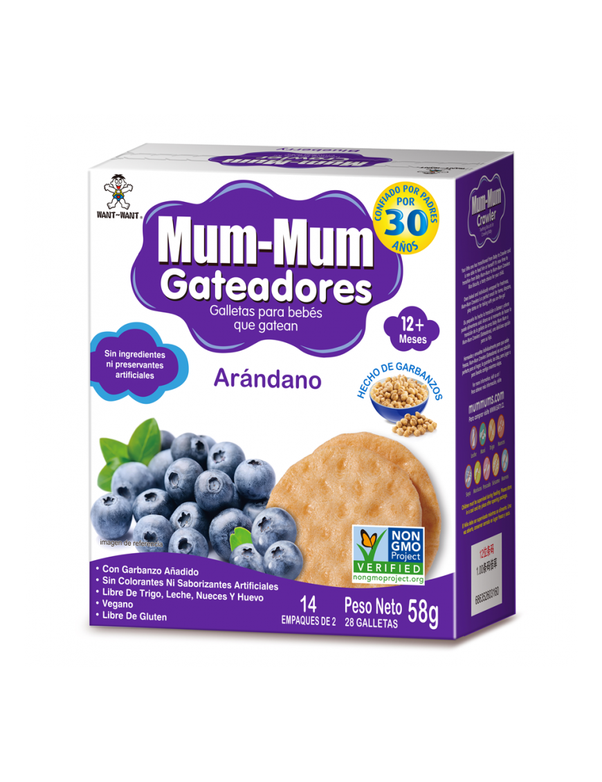 Galleta crawler de arroz sabor arandano 58 gramos Marca Baby Mum-Mum
